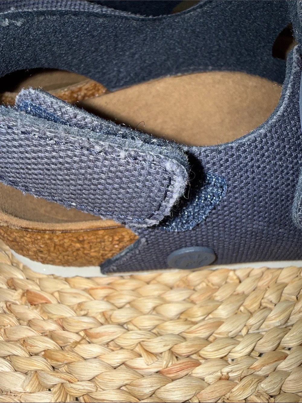 Birkenstock Vegan Kids Navy Two-Strap Hook & Loop Sandals size 32 or 1